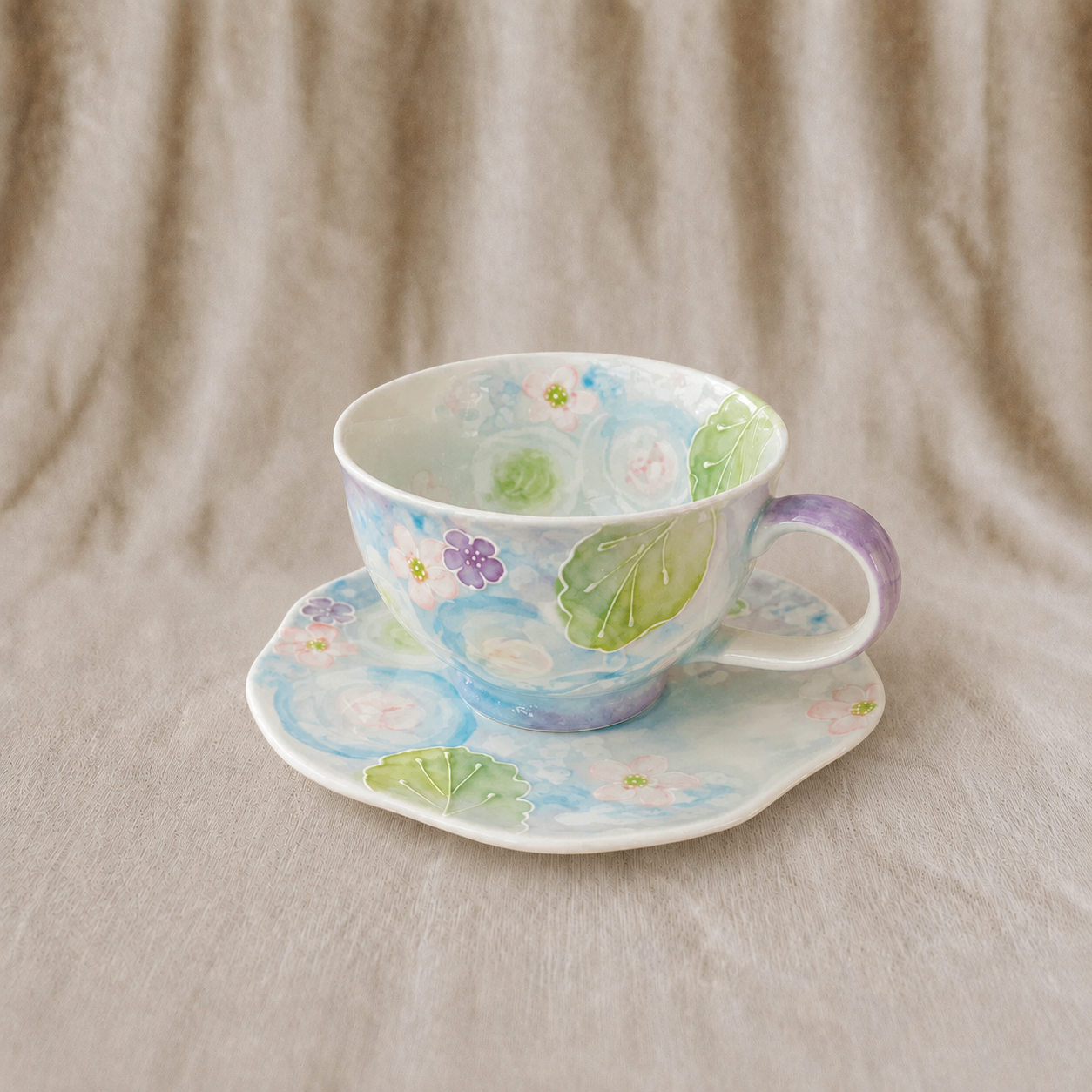 Handmade Blue Petal Coffee Cup