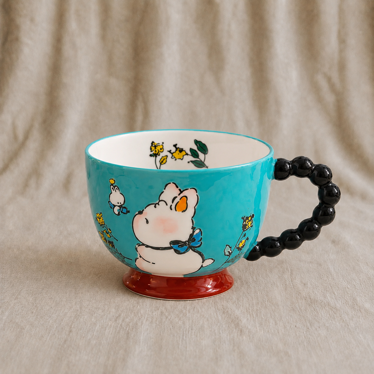 Handmade Blue Rabbit Breakfast Cup