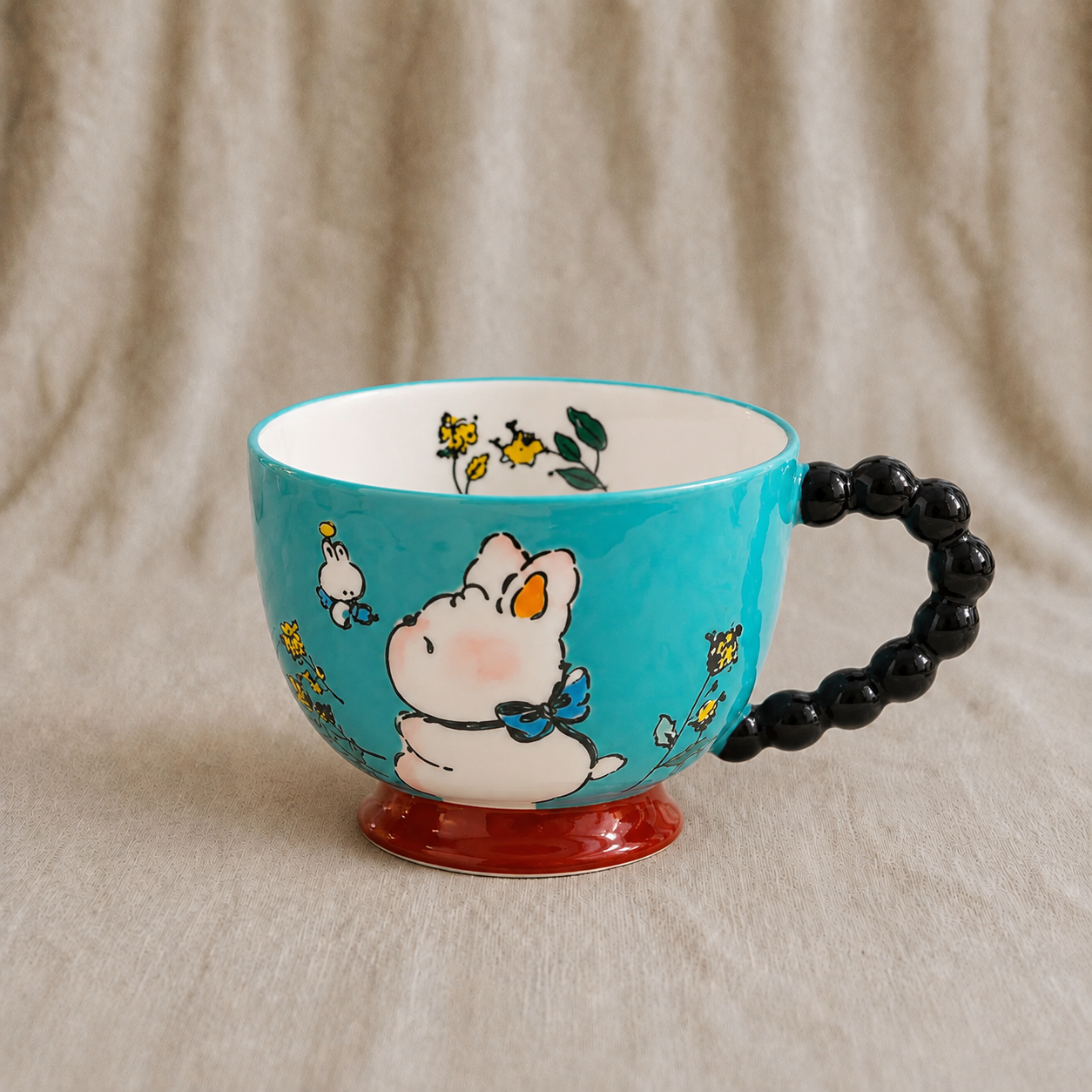 Handmade Blue Rabbit Breakfast Cup