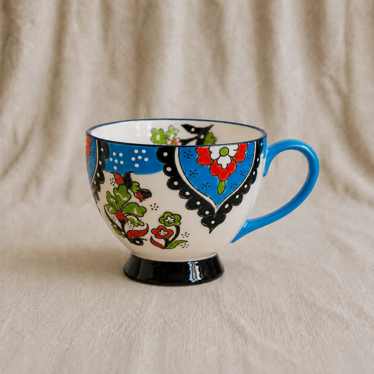 Handmade Blue Traditional Pattern Breakfast Cup