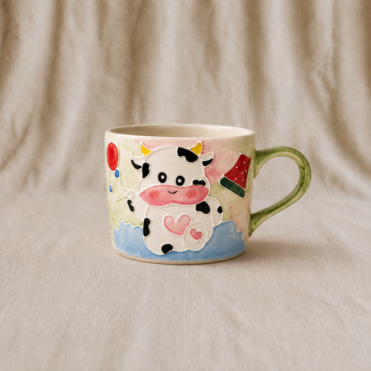 Handmade Cow Mug with Handle