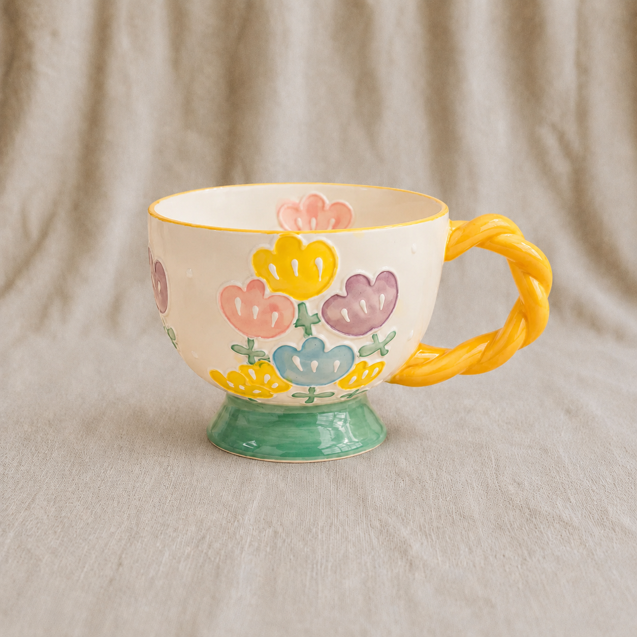 Handmade Four Color Tulip Breakfast Cup