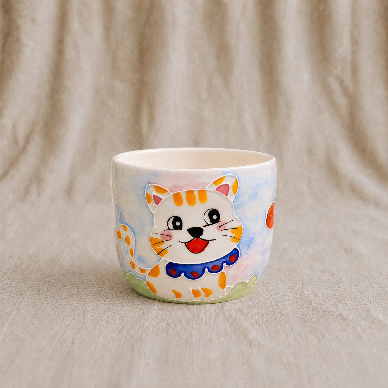 Handmade Happy Tabby Gourd Cup