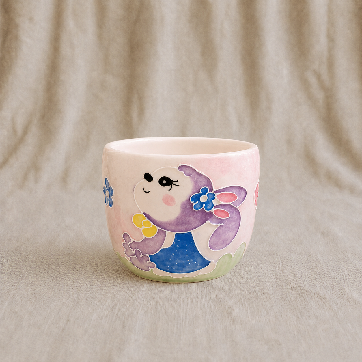 Handmade Lavender Bunny Gourd Cup
