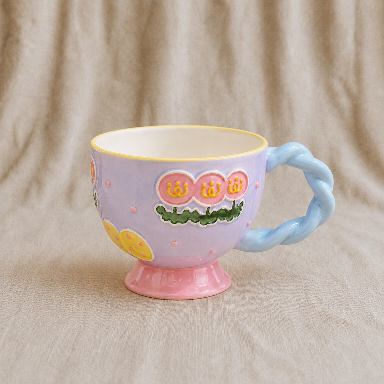 Handmade Pink Flower Cluster Breakfast Cup