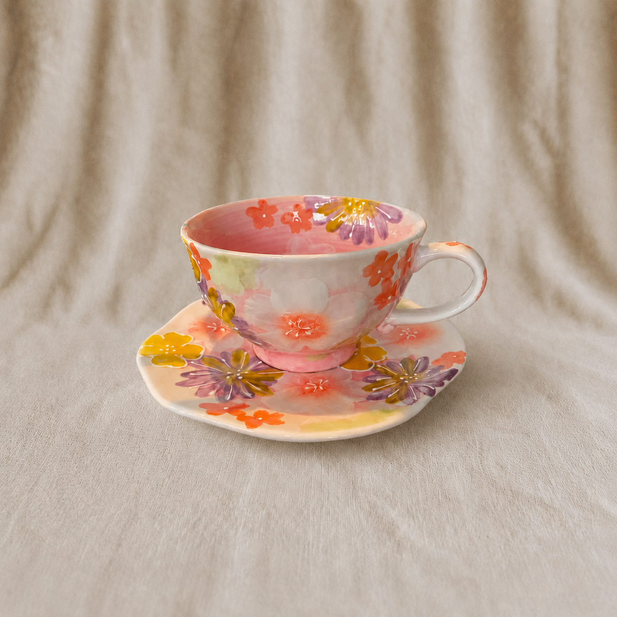 Handmade Pink Petal Coffee Cup