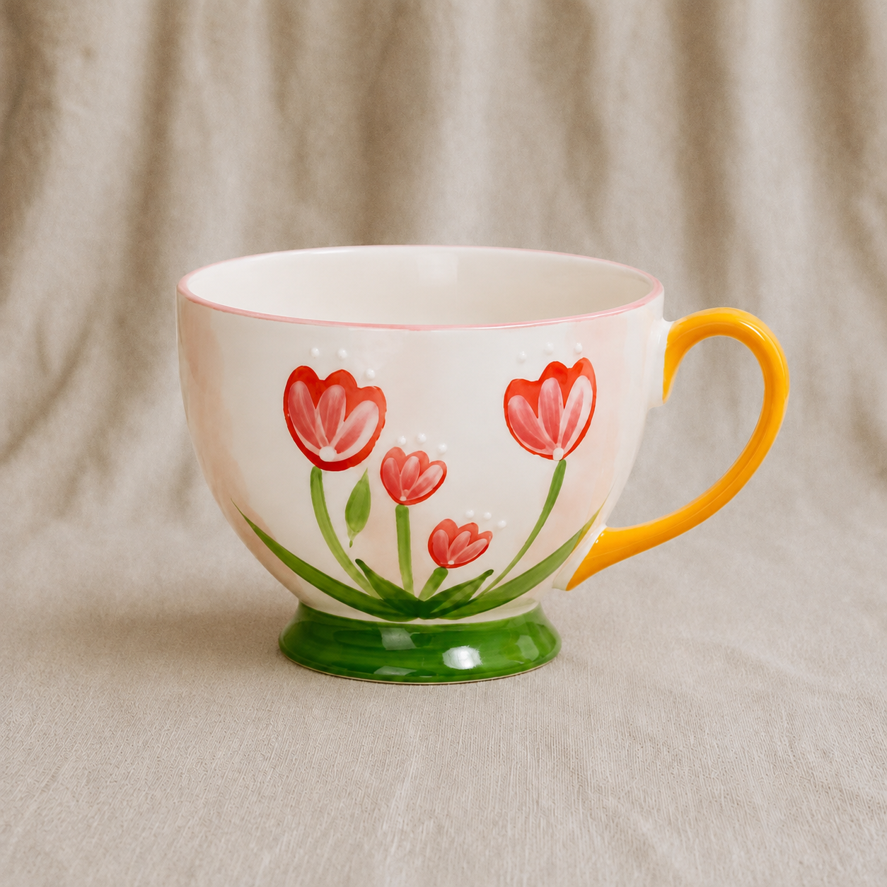 Handmade Pink Tulip Breakfast Cup
