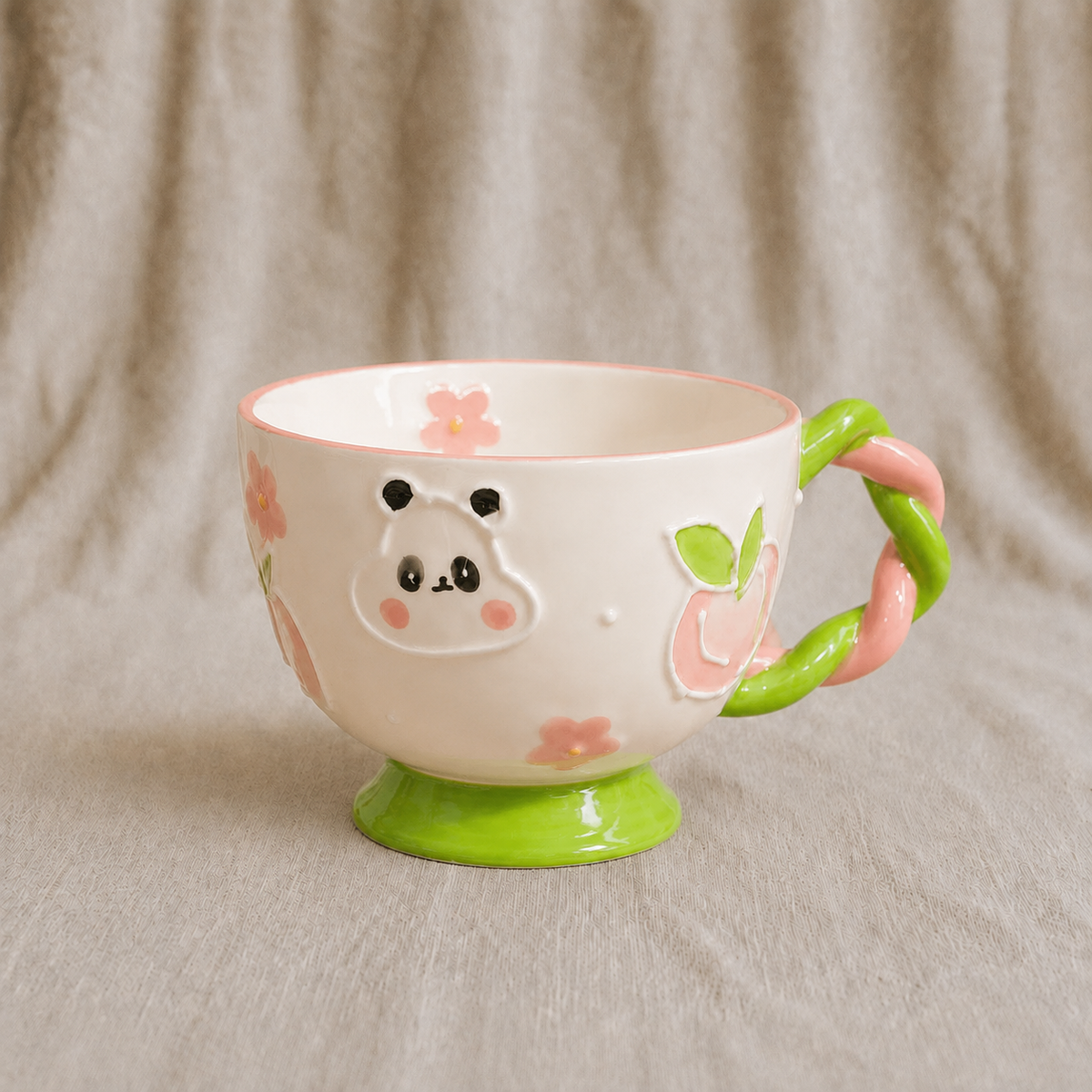 Handmade Scarf Bear Breakfast Cup