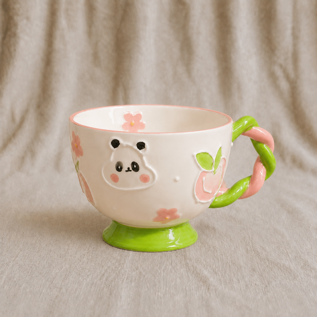 Handmade Scarf Bear Breakfast Cup