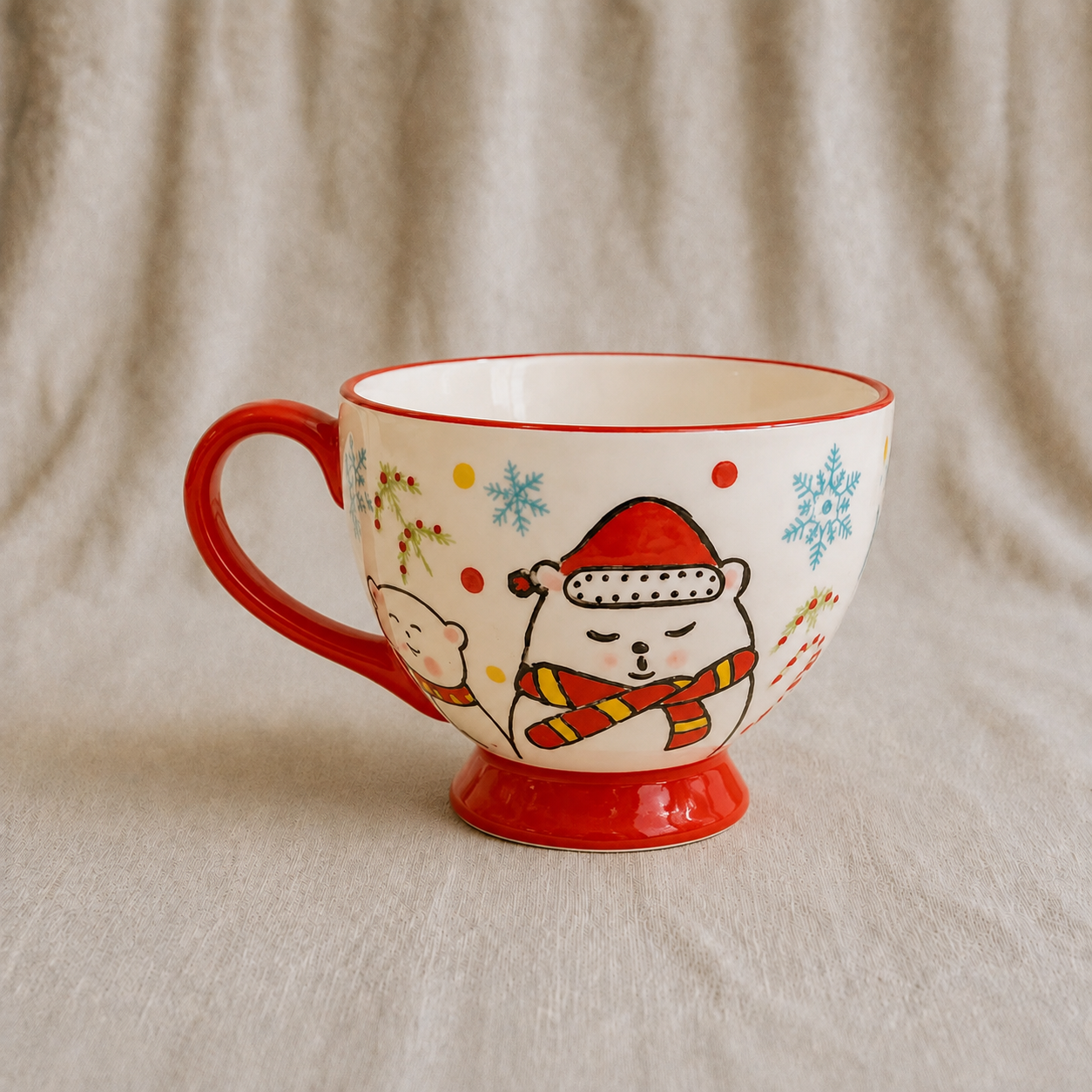 Handmade Scarf Bear Red Breakfast Cup