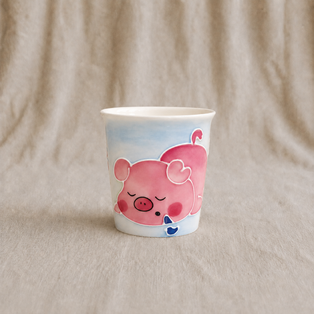 Handmade Sleepy Piglet Mini Cup