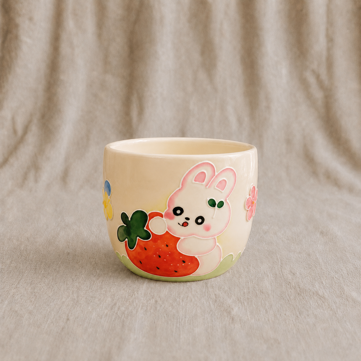 Handmade Strawberry Bunny Gourd Cup