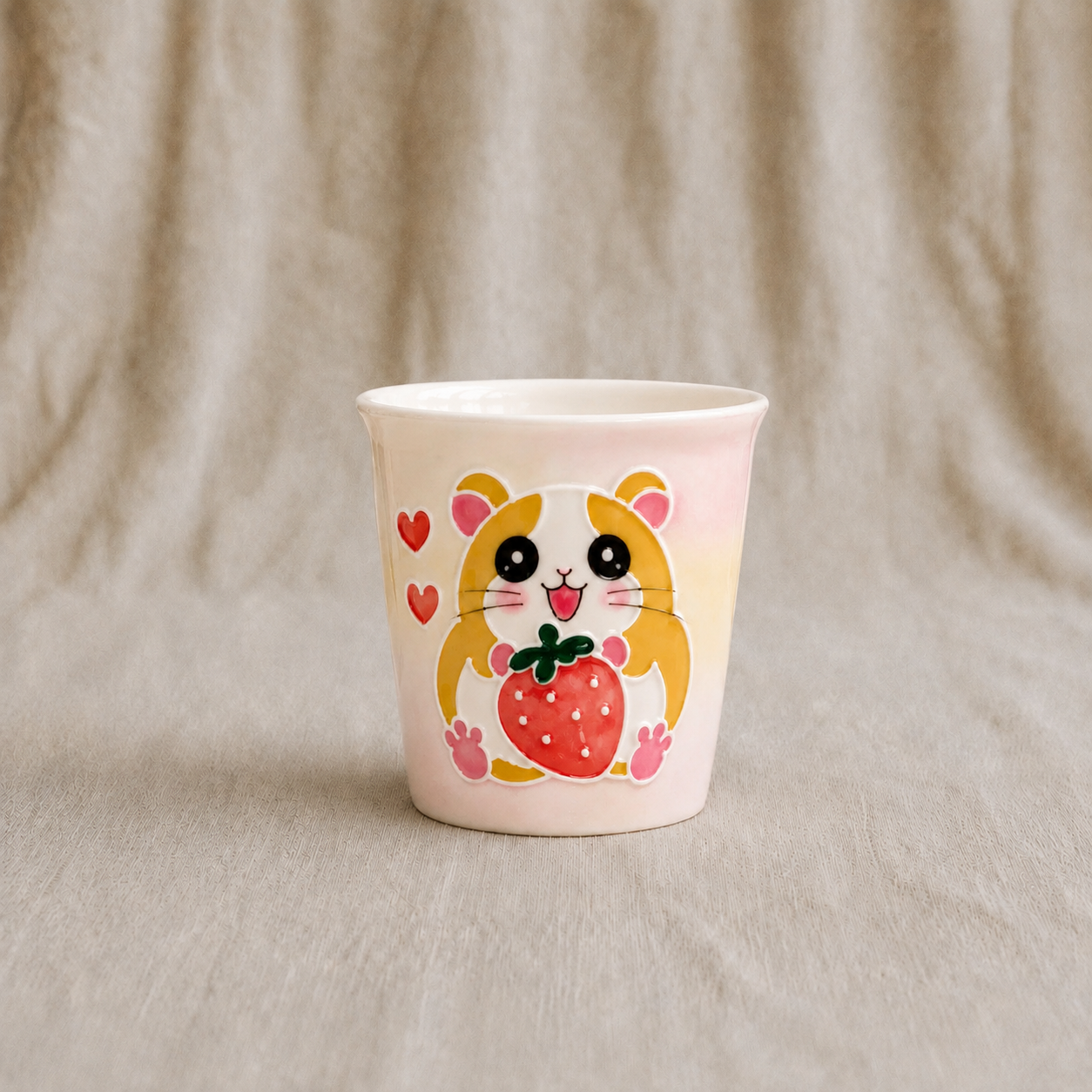 Handmade Strawberry Hamster Mini Cup