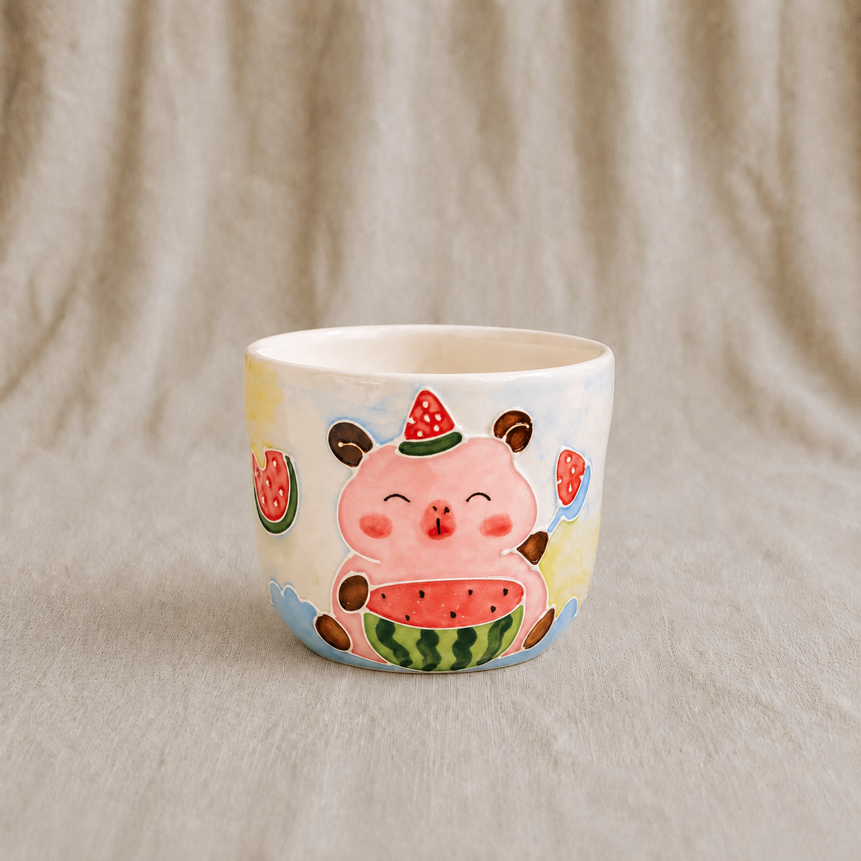Handmade Watermelon Piglet Gourd Cup