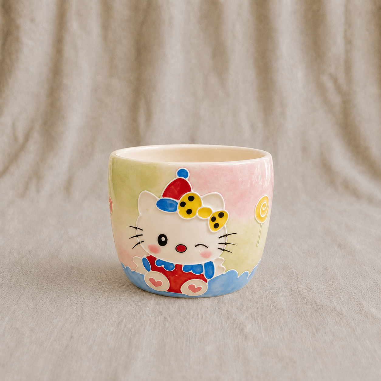 Handmade Winking Hello Kitty Gourd Cup