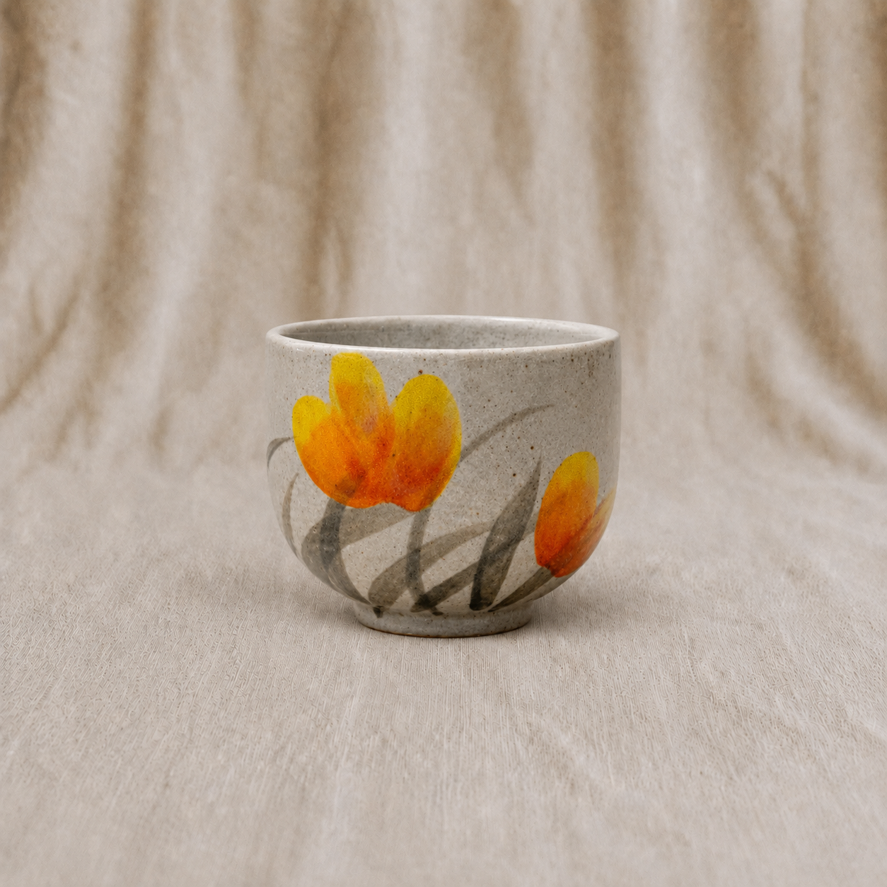 Handmade Yellow Orchid Small Ceramic Cup