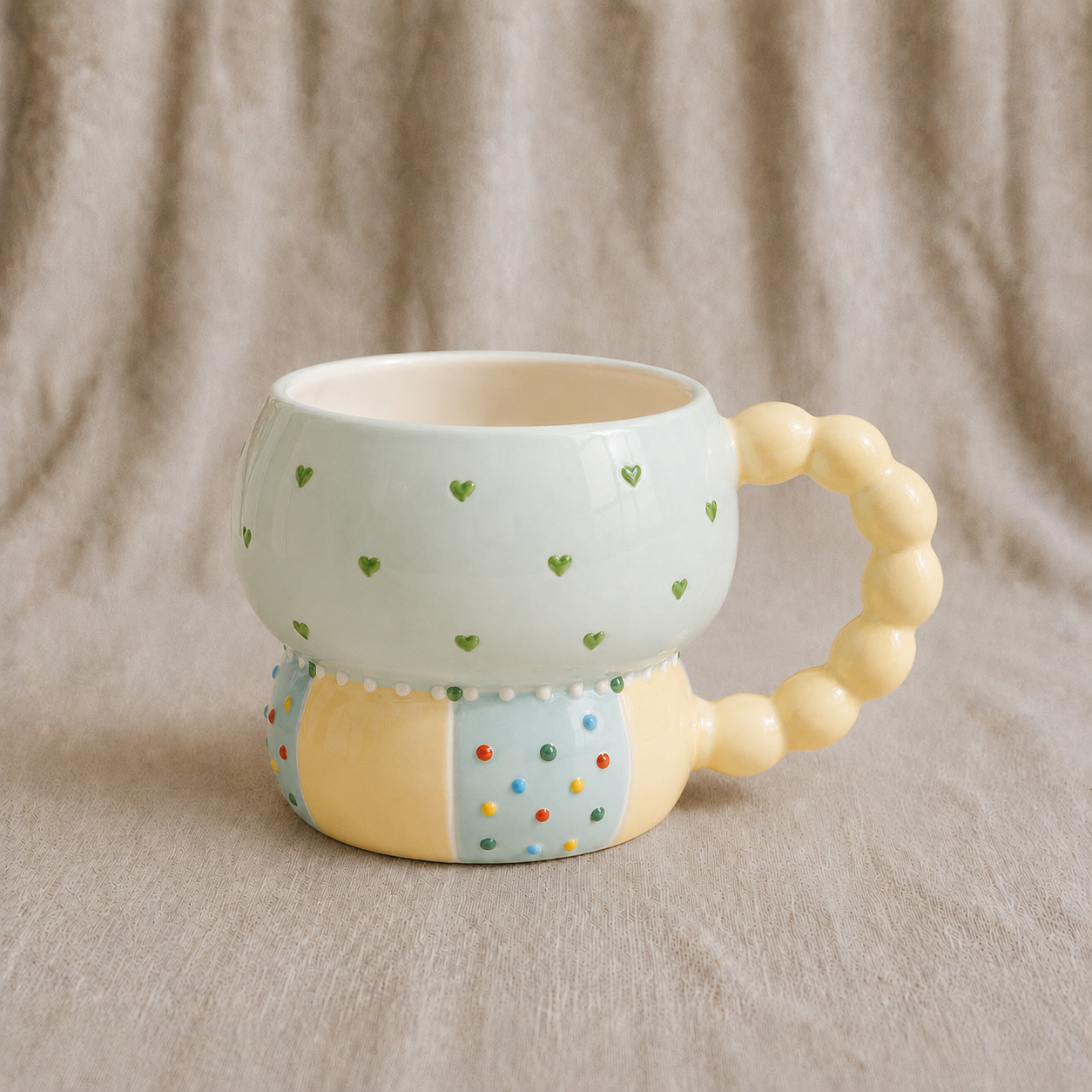 Handmade Yellow Patchwork Gourd Breakfast Cup
