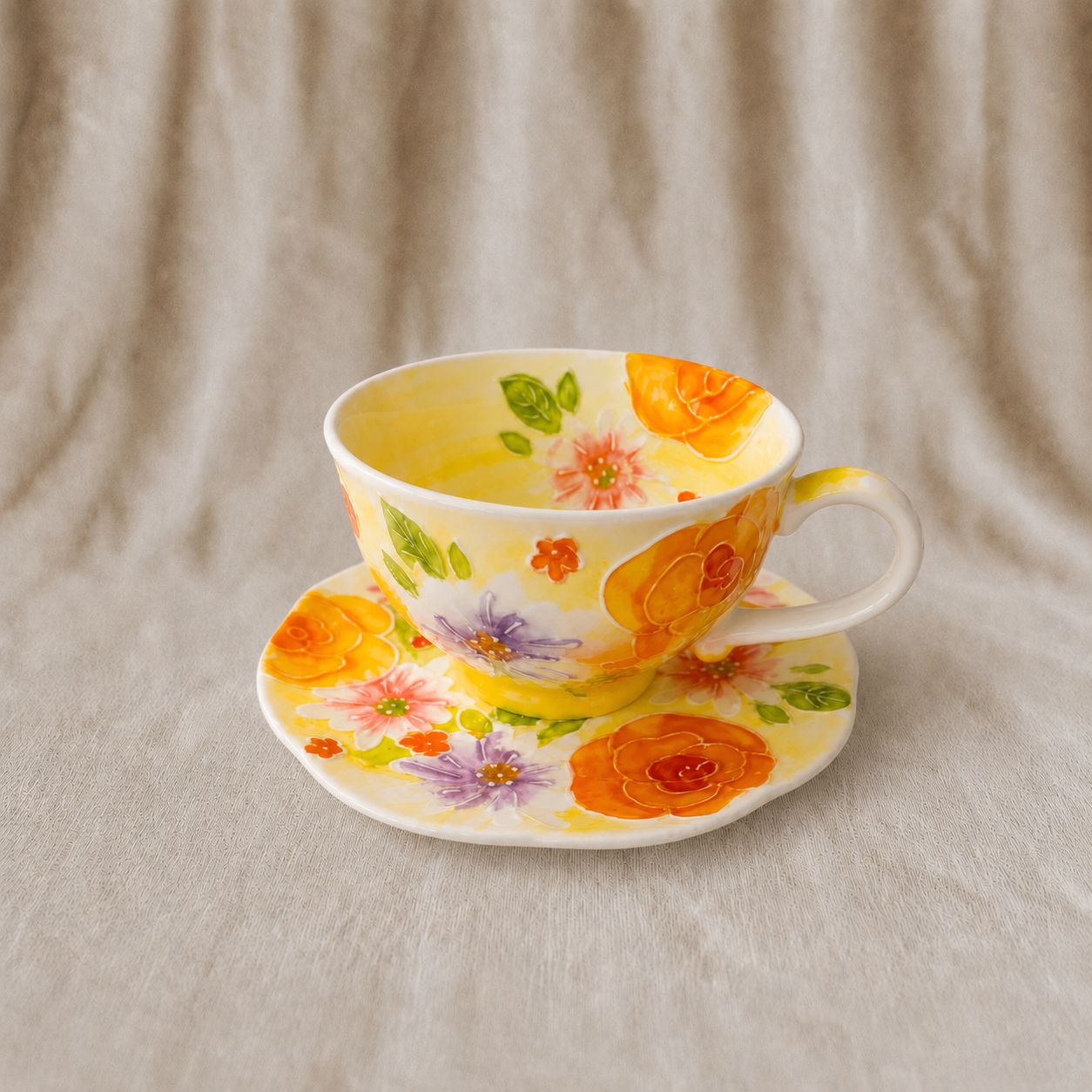 Handmade Yellow Petal Coffee Cup