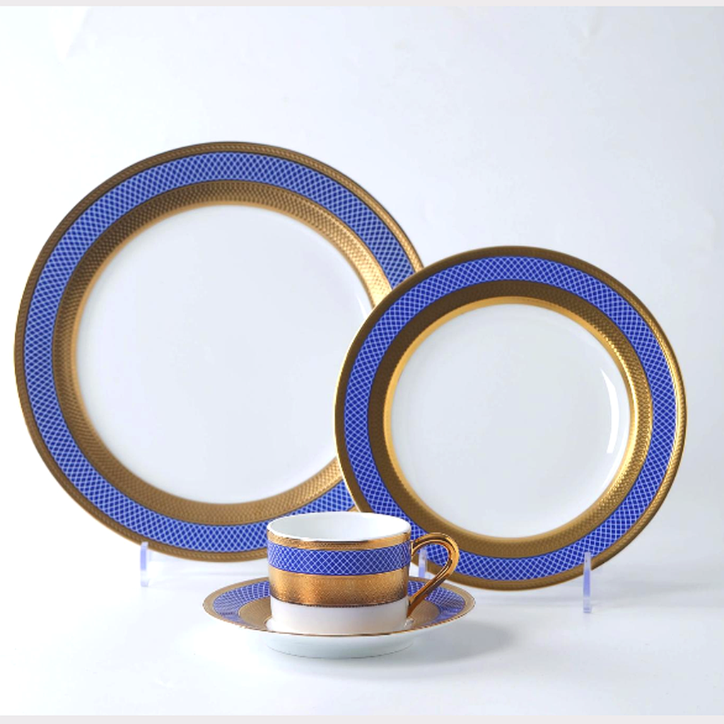 Gem Blue Gold Dining Set for One - 18K GOLD
