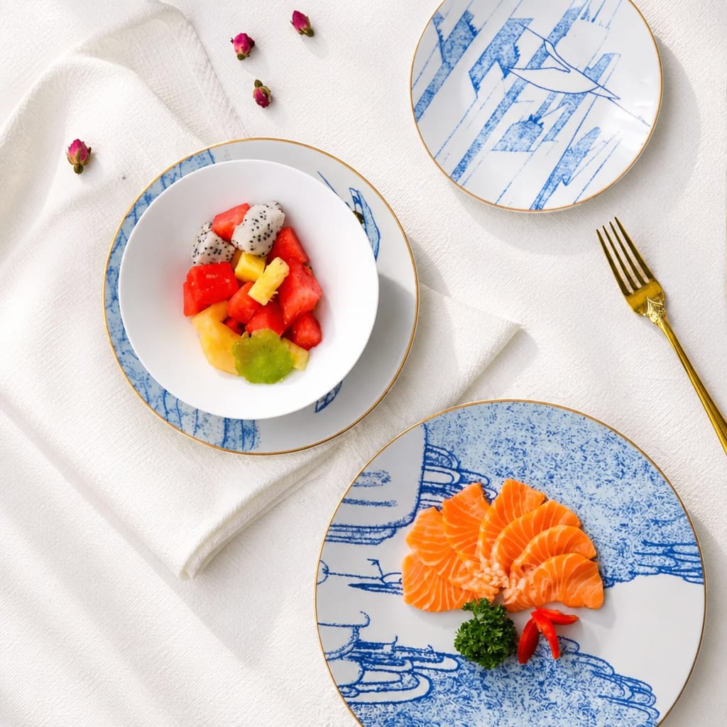 Myriad Woods Drizzle Dining Set for One (5 pcs) - 18K GOLD