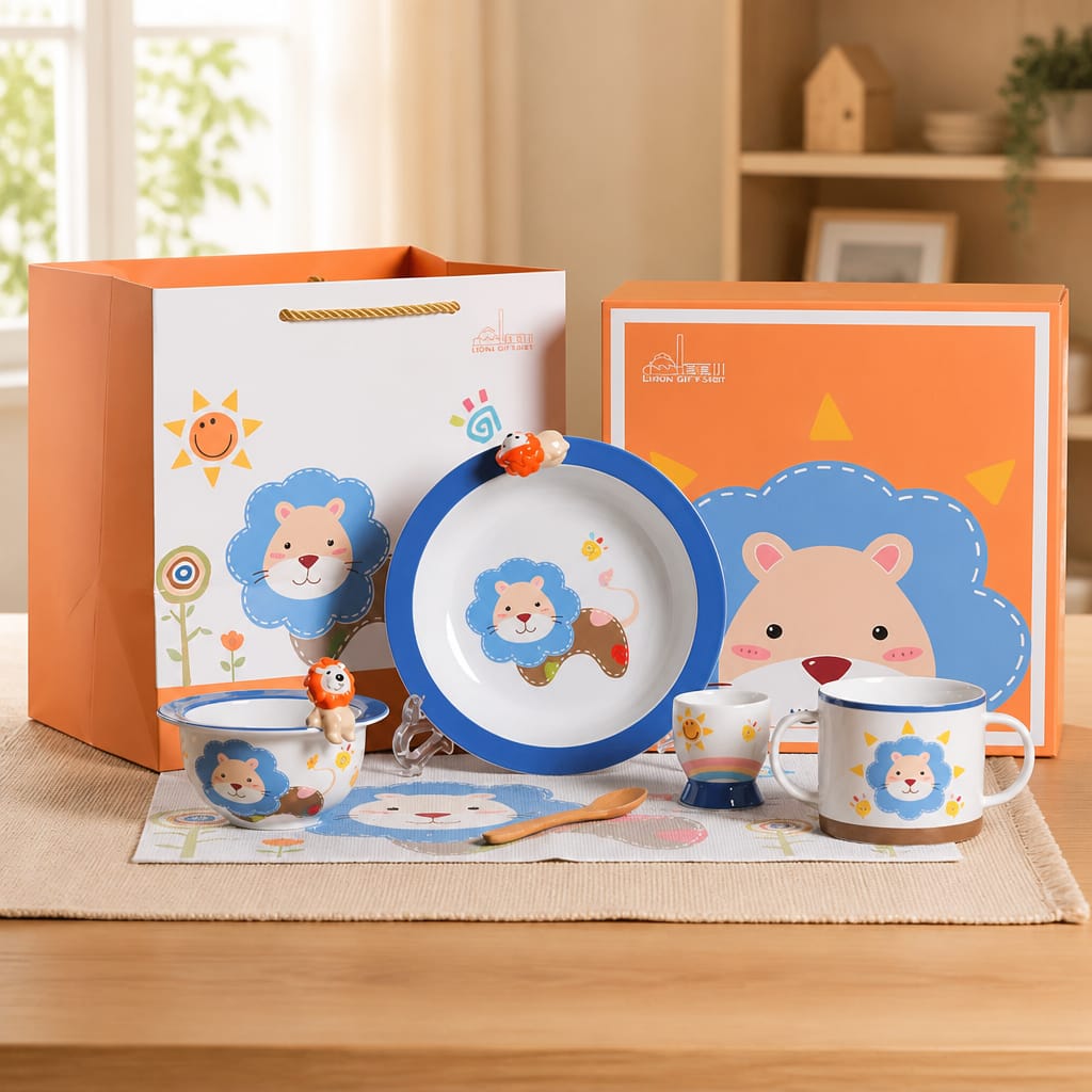 Little Lion Kids Porcelain Dinner Set (6 Pcs)
