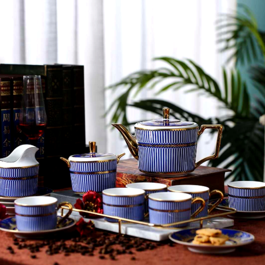 Exquisite Series Porcelain Coffee Set (9 Piece) - 18K GOLD