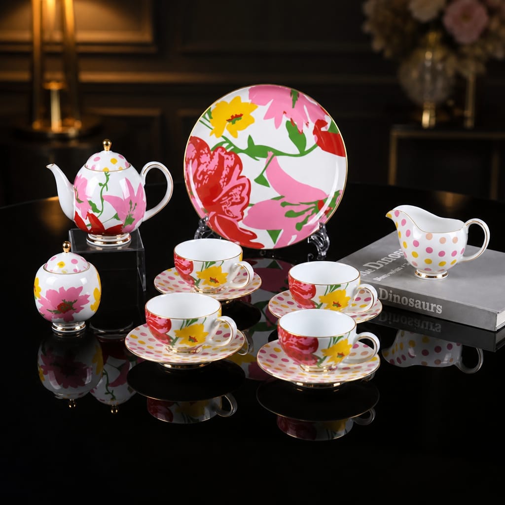 Yayoi Porcelain Coffee Set (12 Piece) - 18K GOLD