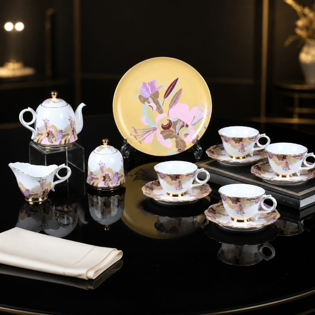 Refinement Porcelain Coffee Set (12 Piece) - 18K GOLD