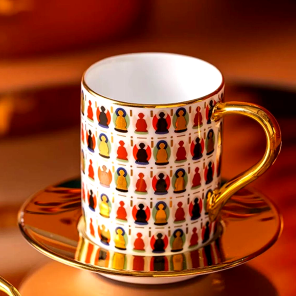 Belief White Espresso Cup & Saucer - 18K Gold