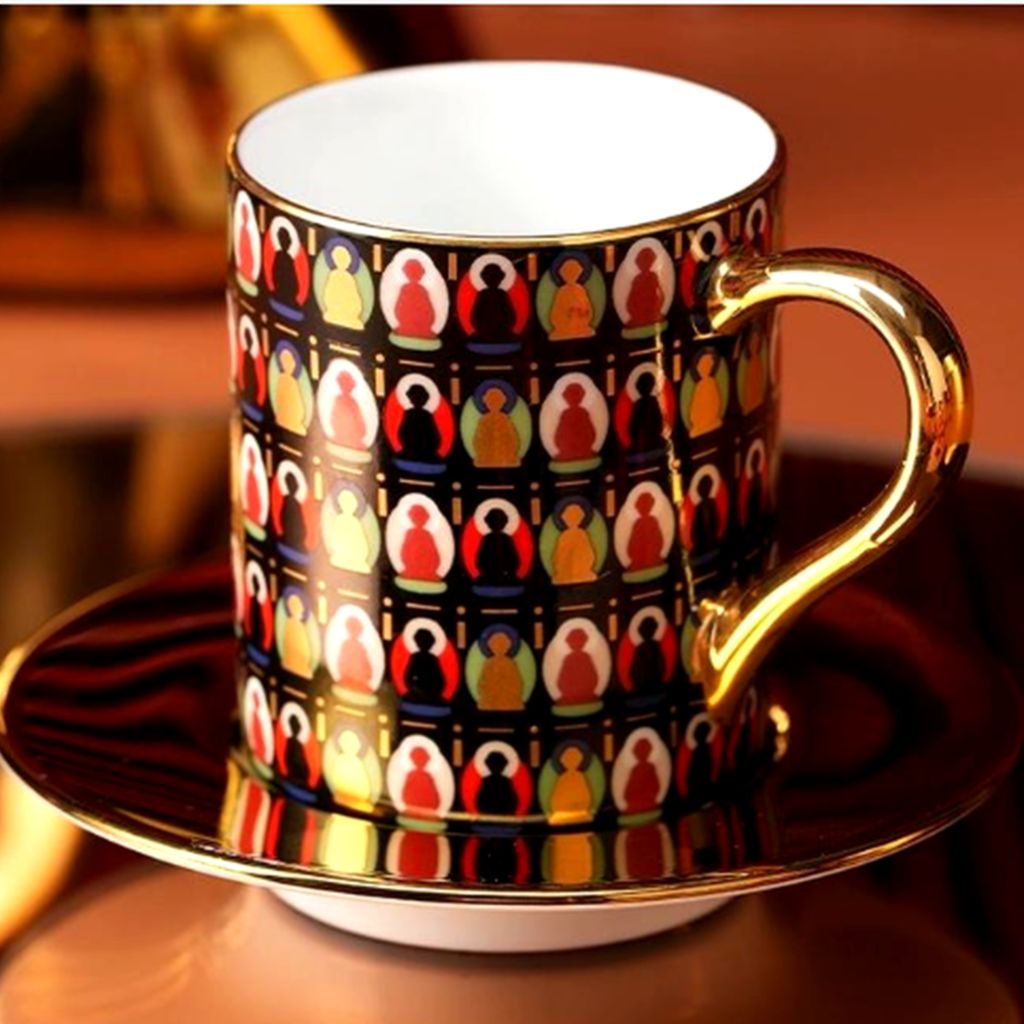 Belief Black Espresso Cup & Saucer - 18K Gold