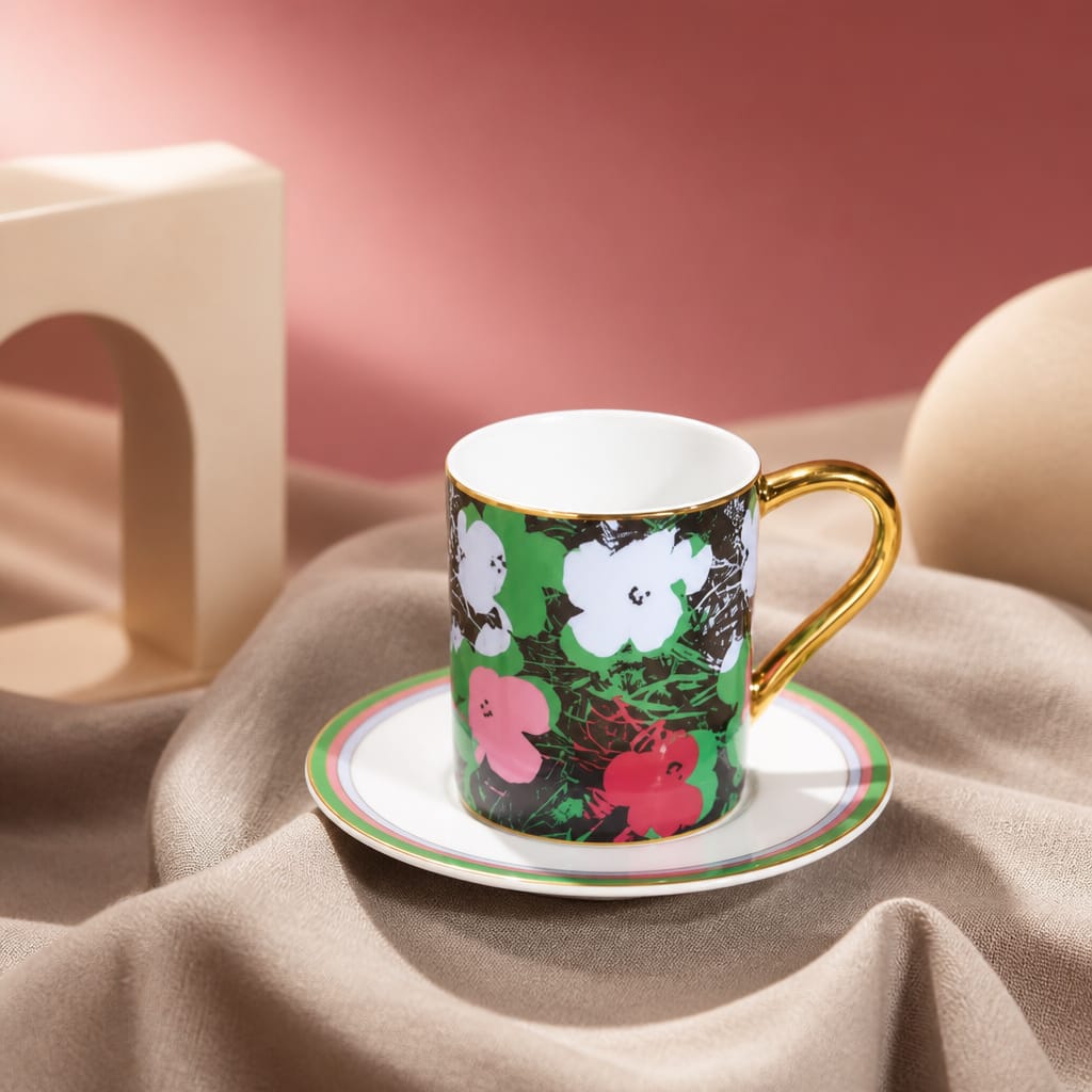 Andy Warhol Bloom Espresso Cup & Saucer - 18K Gold