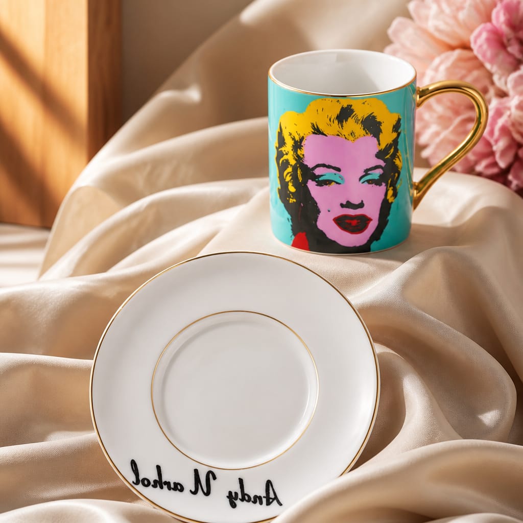 Andy Warhol Marilyn Monroe Espresso Cup & Saucer - 18K Gold