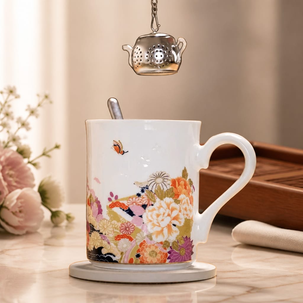 Bless Series Peony Mug Set 4 pcs