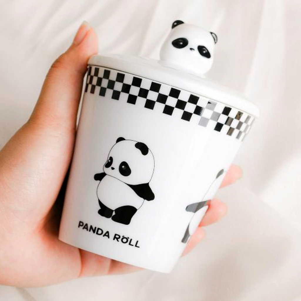 Panda Roll Porcelain Coffee Cup with Spoon