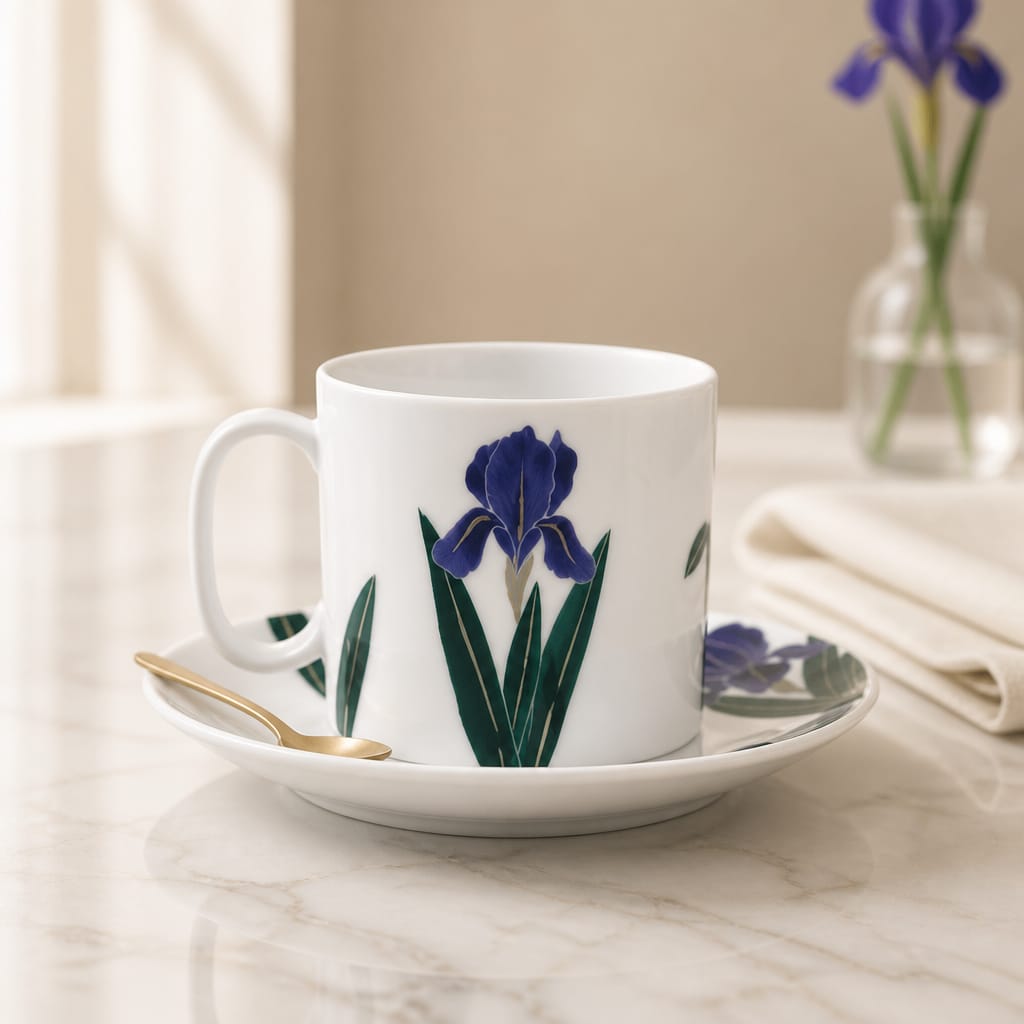 Iris Series Porcelain Coffee Cup & Saucer