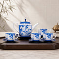 Well-bing  Porcelain Tea & Coffee Set (10 Pcs) - Silver Accent
