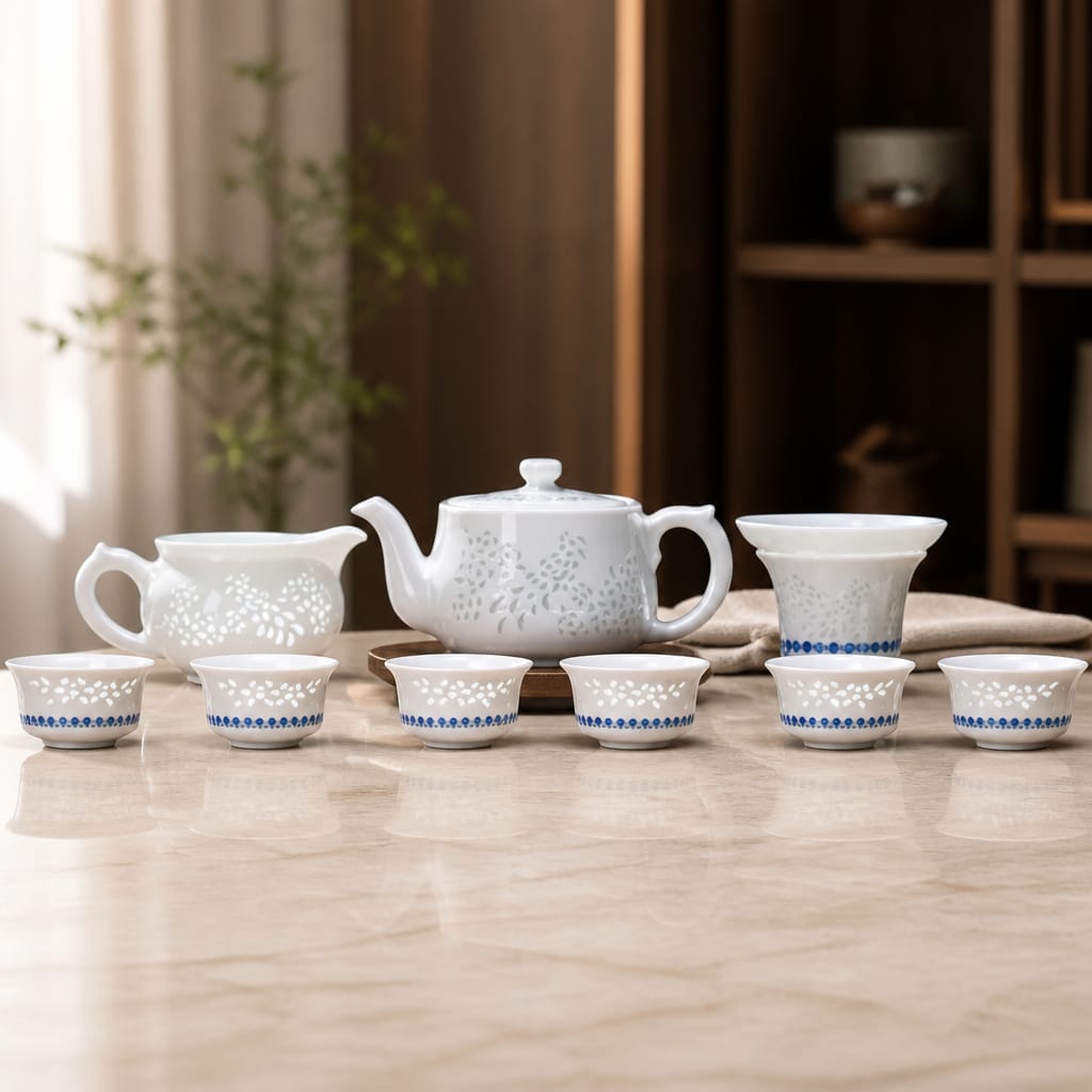 Magpie Linglong Porcelain Tea Set (10 Pcs)