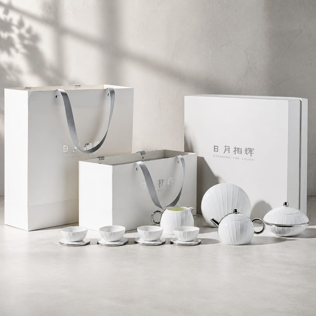Chasing the Light Color-Glazed Porcelain Tea Set (12 Pcs) - Silver Accent