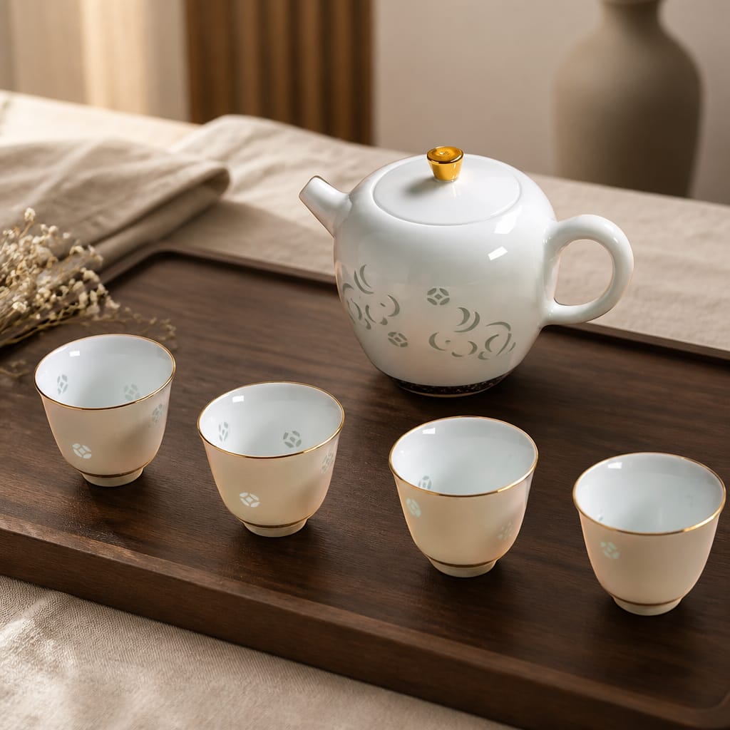 Rabbis Charm Linglong Porcelain Tea Set (5 Pcs)