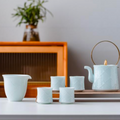 Pure Carved Porcelain Tea Pot Set (6 Pcs)