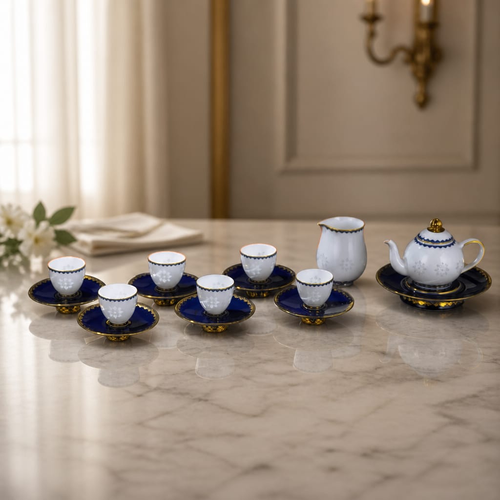 Tranquility Linglong Porcelain Tea Pot Set (15 Pcs)