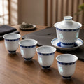 Great Virtue Linglong Porcelain Gaiwan Tea Set (5 Pcs)