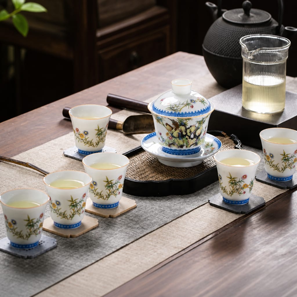 Convivial Porcelain Gaiwan Tea Set (8 Pcs)