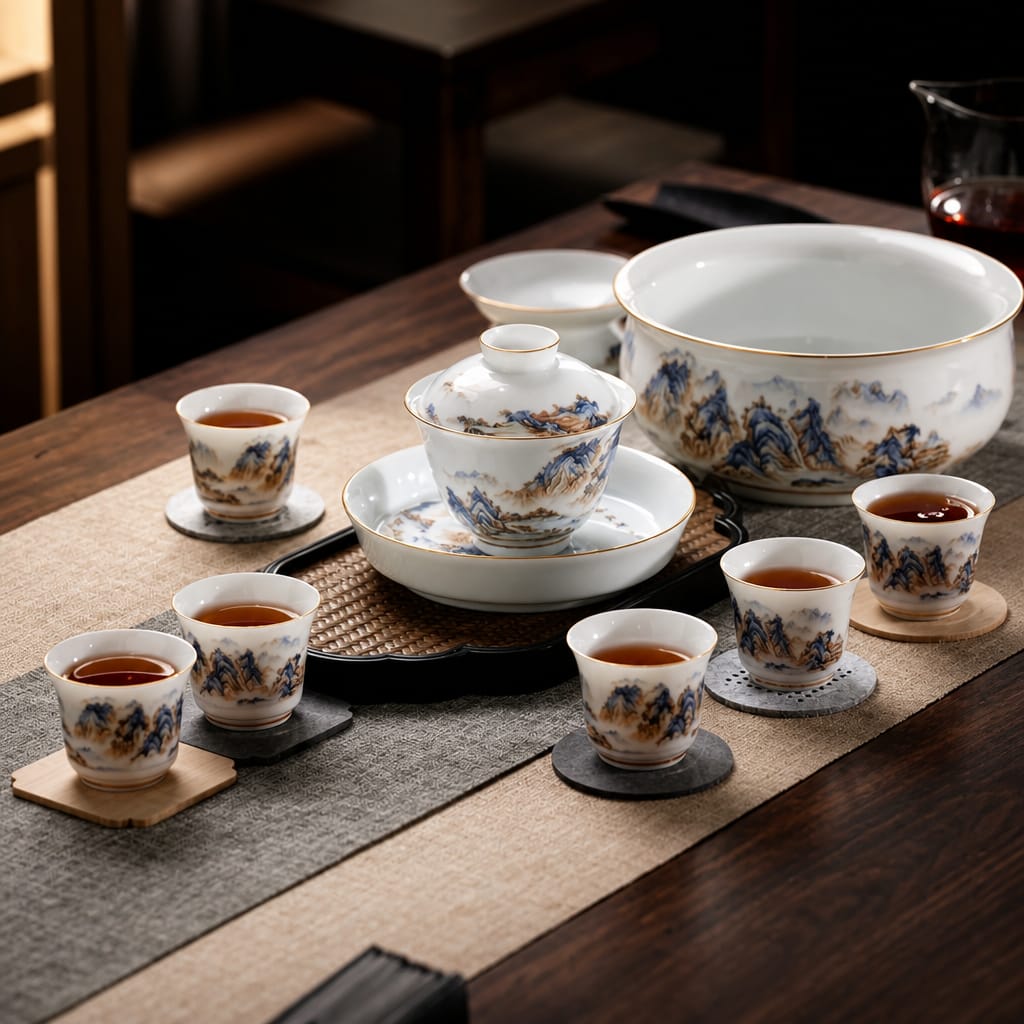 Vast Porcelain Gaiwan Tea Set (12 Pcs)