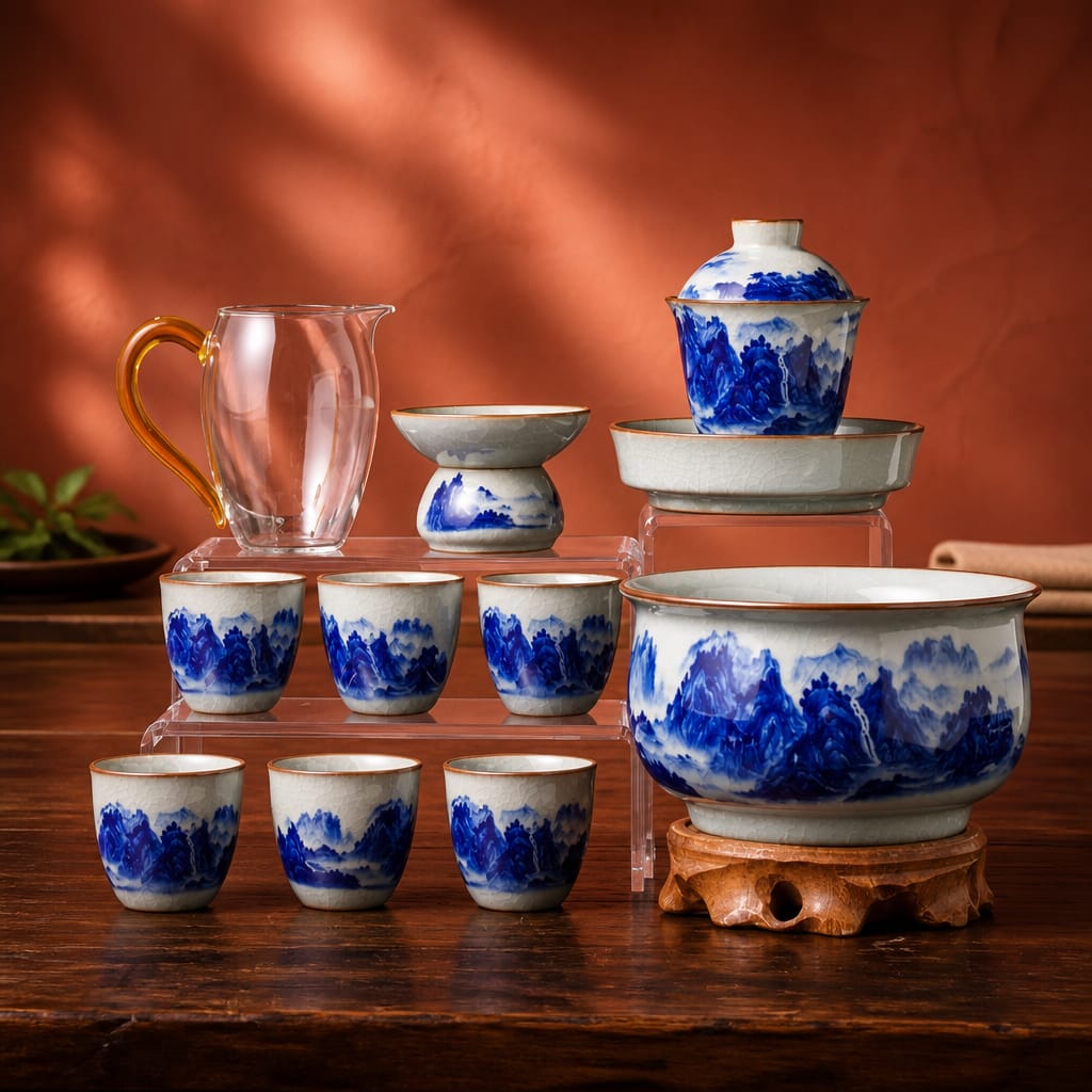 Vast II Porcelain Gaiwan Tea Set (12 Pcs)
