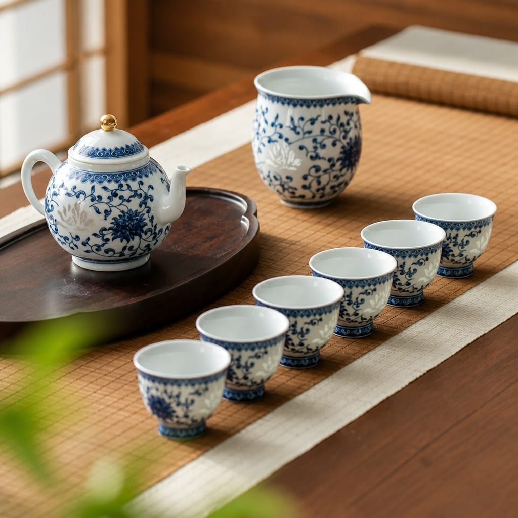 Delicate Linglong Porcelain Tea Pot Set (8 Pcs)