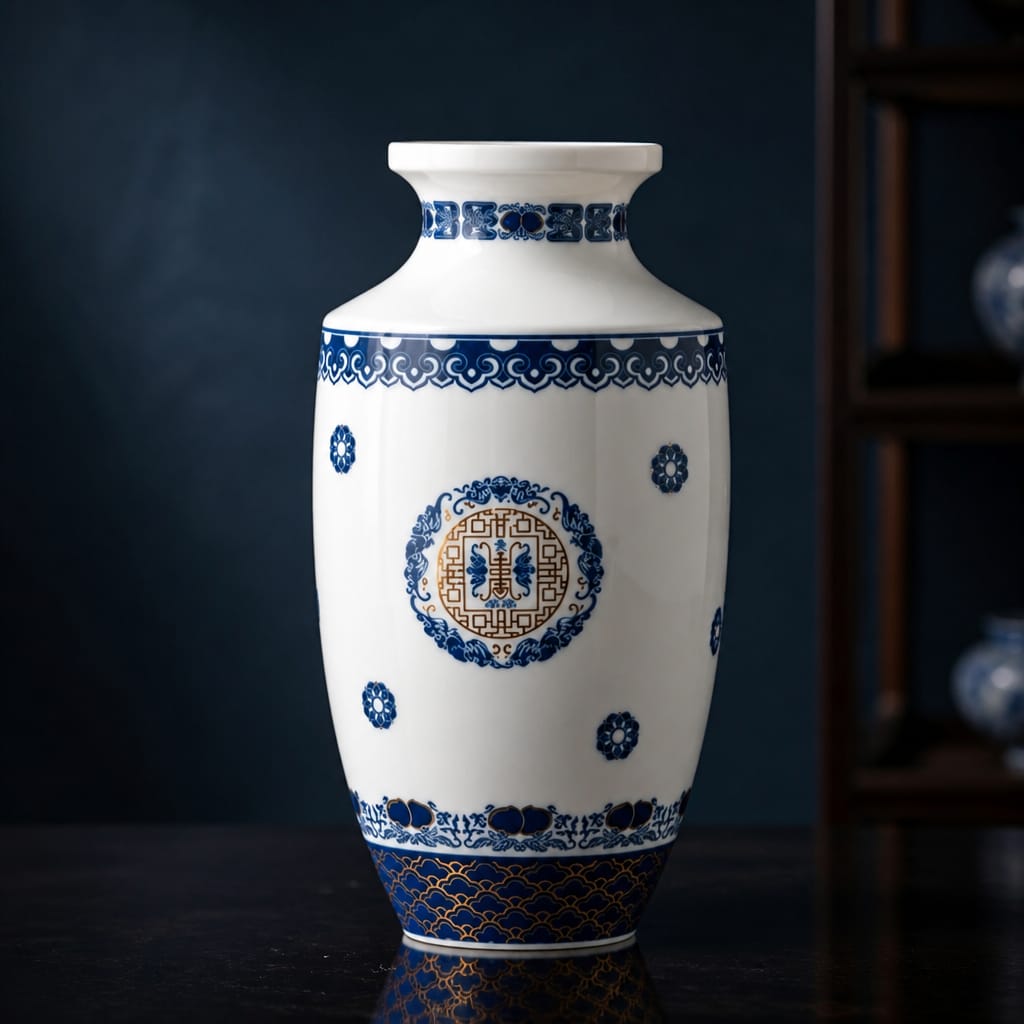 Endless Porcelain Vase with - 18K Gold