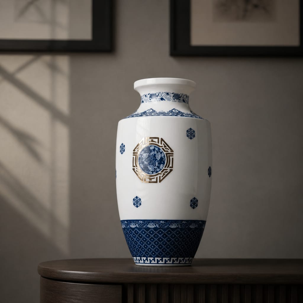 Unworldly Porcelain Vase with - 18K Gold