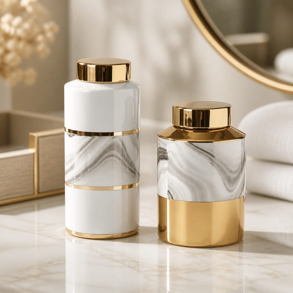 Marble Pattern Porcelain Ornament Set