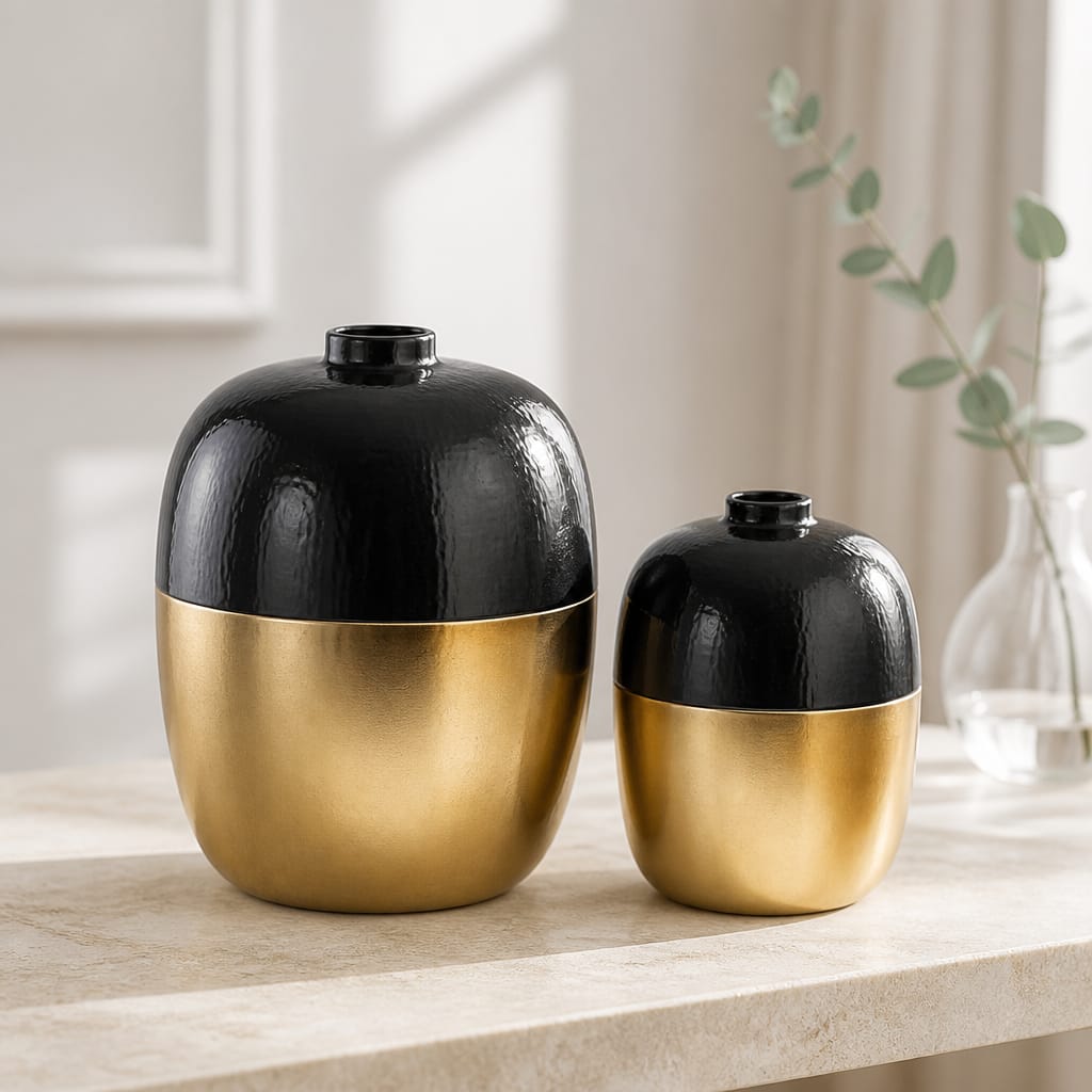 Black Gold Porcelain Ornament Set